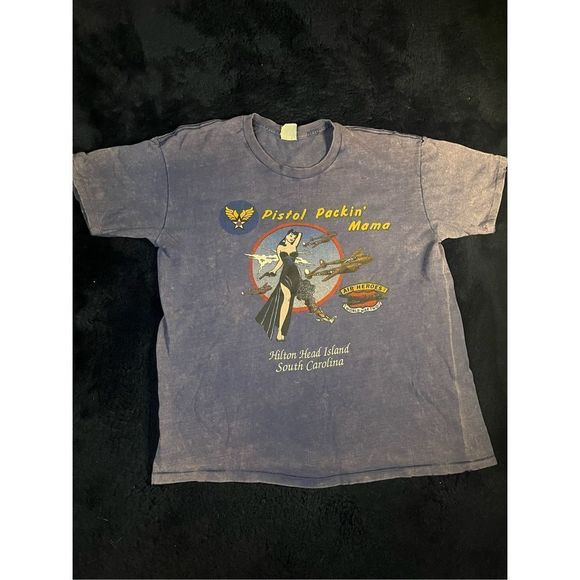 super shirt Other - Vintage 80s Pistol Packin Mama WW2 Air Hero Tee Sz Large CL2
